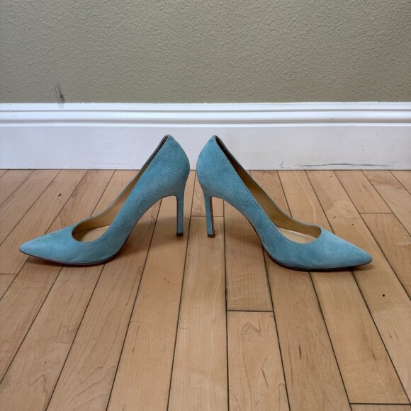 Ivanka Trump Robin's Egg Blue Suede Heels Shoes Pumps Size 9.5 - Picture 4 of 12